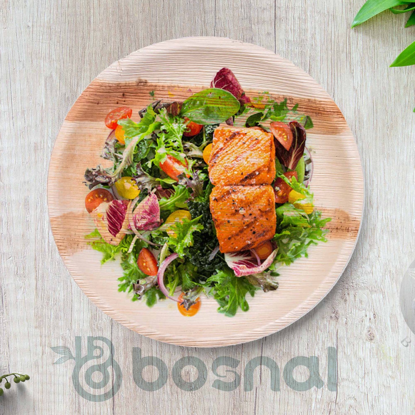 Palm Leaf Biodegradable Round Plates Combo – 50 pcs Set (25 each of 10" & 6" Plates), Eco-Friendly, Compostable, Bamboo-Wood Style, Durable & Restaurant-Grade Alternative to Paper Plates